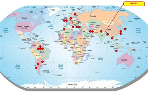 A world map showing potential impact of MAP on project management